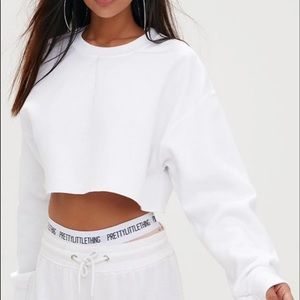 Pretty little thing white crop sweater